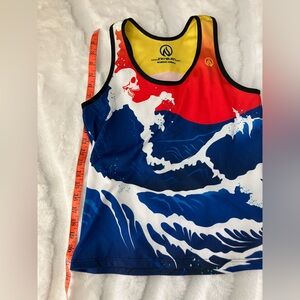 INKnBURN Red and Blue Wave Tank Top